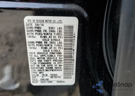 2015 Infiniti Qx70 z USA, uszkodzony, nr VIN JN8CS1MU7FM380809